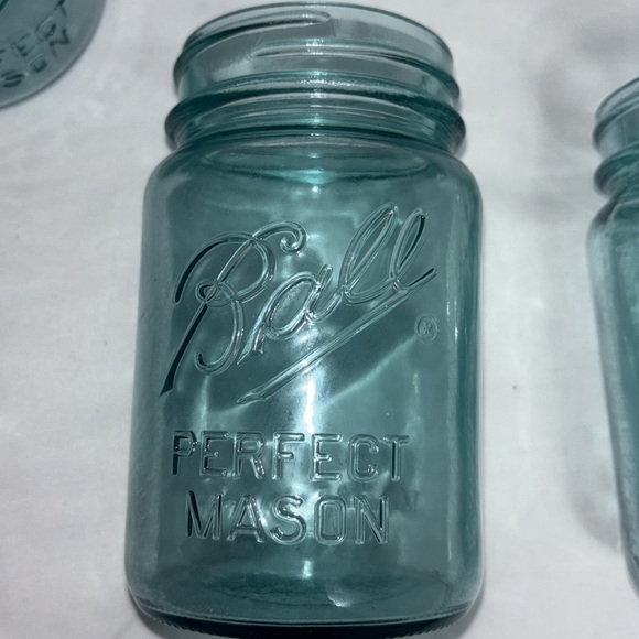 Teal Mason Perfect Jars Lot of 3 pint 16 oz - Picture 2 of 7